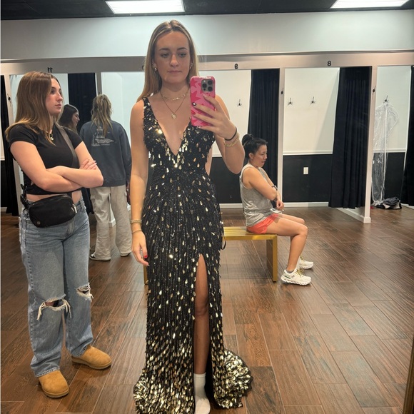 Sherri Hill black and gold prom dress - Picture 2 of 4